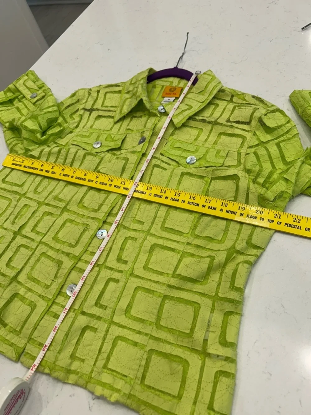 Ruby Rd. Lime Green Geometric Button-Front Jacket - Picture 3 of 7